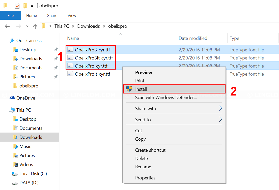 Install Fonts Windows 8